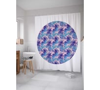 Штора (занавеска) для ванной JoyArty "Папортники на розовом фоне" из сатена, 180х200 см с крючками, sc_141832