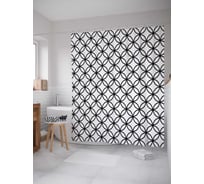 Штора (занавеска) для ванной JoyArty "Кольцевая решетка" из сатена, 180х200 см с крючками, sc_20807