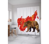 Штора (занавеска) для ванной JoyArty "Советский медведь" из сатена, 180х200 см sc_378782