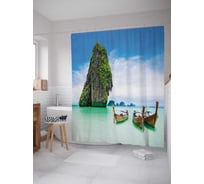 Штора (занавеска) для ванной JoyArty "Путешественники вернулись" из сатена, 180х200 см с крючками, sc_15509