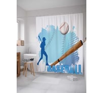 Штора (занавеска) для ванной JoyArty "Бейсбольная бита" из сатена, 180х200 см с крючками, sc_17296