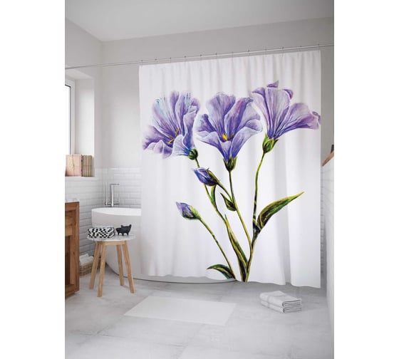 Штора (занавеска) для ванной JoyArty "Ароматная простота" из сатена, 180х200 см с крючками, sc_14547 1