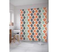 Штора (занавеска) для ванной JoyArty "Плиточные ракушки" из сатена, 180х200 см с крючками, sc_23292