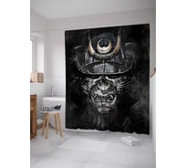 Штора (занавеска) для ванной JoyArty "Темный самурай" из сатена, 180х200 см с крючками, sc_18268