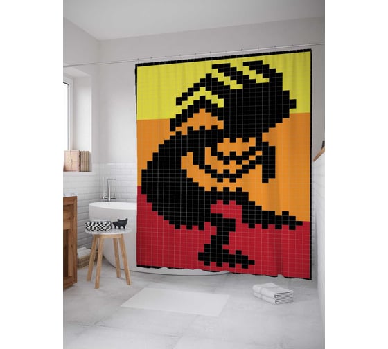 Штора (занавеска) для ванной JoyArty "Тайная фигура" из сатена, 180х200 см с крючками, sc_13217 1