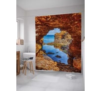 Штора (занавеска) для ванной JoyArty "Австралийский грот" из сатена, 180х200 см с крючками, sc_15344