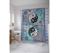 Штора (занавеска) для ванной JoyArty "Цветочный инь янь в рамке" из сатена, 180х200 см с крючками, sc_13499