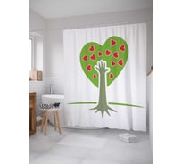 Штора (занавеска) для ванной JoyArty "Деревянное сердце" из сатена, 180х200 см с крючками, sc_13465