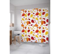 Штора (занавеска) для ванной JoyArty "Лиственный узор" из сатена, 180х200 см с крючками, sc_13288