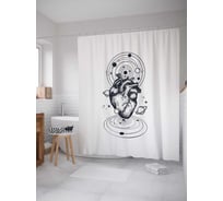 Штора (занавеска) для ванной JoyArty "Космическое сердце" из сатена, 180х200 см с крючками, sc_204226