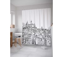 Штора (занавеска) для ванной JoyArty "Безлюдные улицы" из сатена, 180х200 см с крючками, sc_17734