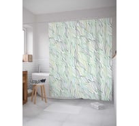 Штора (занавеска) для ванной JoyArty "Лиственный узор" из сатена, 180х200 см с крючками, sc_13304
