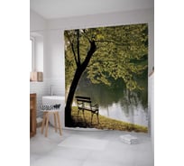 Штора (занавеска) для ванной JoyArty "Подумать над рекой" из сатена, 180х200 см с крючками, sc_17634