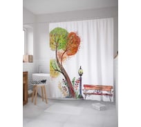 Штора (занавеска) для ванной JoyArty "Парковая архитектура" из сатена, 180х200 см с крючками, sc_17635