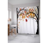 Штора (занавеска) для ванной JoyArty "Последние листья" из сатена, 180х200 см с крючками, sc_1771
