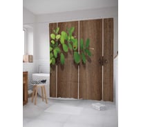 Штора (занавеска) для ванной JoyArty "Ветка с жуками" из сатена, 180х200 см с крючками, sc_11359