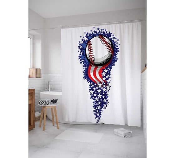 Штора (занавеска) для ванной JoyArty "Звездный бросок" из сатена, 180х200 см с крючками, sc_11447 1