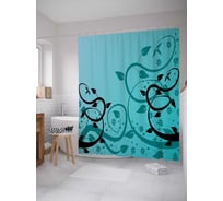 Штора (занавеска) для ванной JoyArty "Спиральное растение" из сатена, 180х200 см с крючками, sc_13241