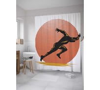 Штора (занавеска) для ванной JoyArty "Убегающий силуэт" из сатена, 180х200 см с крючками, sc_10913