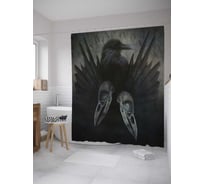 Штора (занавеска) для ванной JoyArty "Ночной ворон" из сатена, 180х200 см с крючками, sc_10478