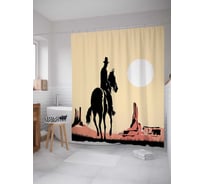 Штора (занавеска) для ванной JoyArty "Спешащий ковбой" из сатена, 180х200 см с крючками, sc_13999