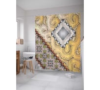 Штора (занавеска) для ванной JoyArty "Интересная геометрия" из сатена, 180х200 см с крючками, sc_16943