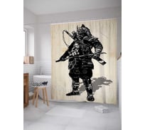 Штора (занавеска) для ванной JoyArty "Готовность самурая" из сатена, 180х200 см с крючками, sc_18299