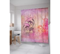 Штора (занавеска) для ванной JoyArty "Рыбная магия" из сатена, 180х200 см с крючками, sc_18316