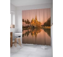 Штора (занавеска) для ванной JoyArty "Индийский дворец" из сатена, 180х200 см с крючками, sc_14122