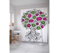 Штора (занавеска) для ванной JoyArty "Кружевное дерево" из сатена, 180х200 см с крючками, sc_13466