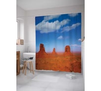 Штора (занавеска) для ванной JoyArty "Штат Юта Долина Монументов" из сатена, 180х200 см с крючками, sc_13998