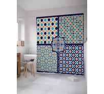 Штора (занавеска) для ванной JoyArty "Плитка с узорами" из сатена, 180х200 см с крючками, sc_15421