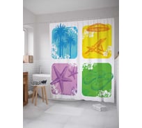 Штора (занавеска) для ванной JoyArty "Курортные цвета" из сатена, 180х200 см с крючками, sc_17673