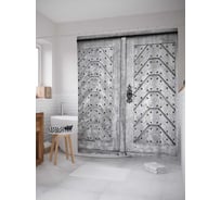 Штора (занавеска) для ванной JoyArty "Серая дверь" из сатена, 180х200 см с крючками, sc_11659