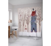 Штора (занавеска) для ванной JoyArty "Семейный праздник" из сатена, 180х200 см с крючками, sc_20051