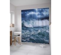 Штора (занавеска) для ванной JoyArty "Агрессивная вода" из сатена, 180х200 см с крючками, sc_10269