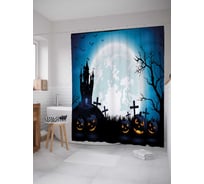 Штора (занавеска) для ванной JoyArty "Луна на кладбище" из сатена, 180х200 см с крючками, sc_18820