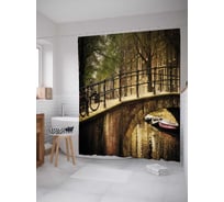 Штора (занавеска) для ванной JoyArty "Прогулочный мостик" из сатена, 180х200 см с крючками, sc_16762