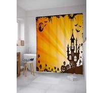 Штора (занавеска) для ванной JoyArty "Снова Хэллоуин" из сатена, 180х200 см с крючками, sc_18794
