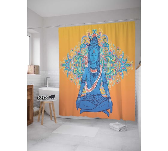 Штора (занавеска) для ванной JoyArty "Дух природы" из сатена, 180х200 см с крючками, sc_19246 1