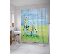 Штора (занавеска) для ванной JoyArty "За радугой" из сатена, 180х200 см с крючками, sc_18244