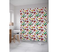 Штора (занавеска) для ванной JoyArty "Радость для всех" из сатена, 180х200 см с крючками, sc_20057