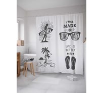 Штора (занавеска) для ванной JoyArty "Живи свободно" из сатена, 180х200 см с крючками, sc_15997