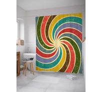 Штора (занавеска) для ванной JoyArty "Радужная спираль" из сатена, 180х200 см с крючками, sc_14921