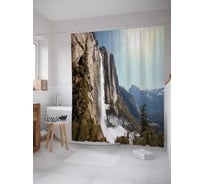 Штора (занавеска) для ванной JoyArty "Великие горы" из сатена, 180х200 см с крючками, sc_19032