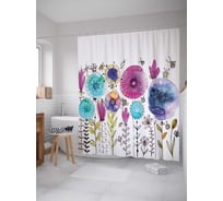 Штора (занавеска) для ванной JoyArty "Радужные одуванчики" из сатена, 180х200 см с крючками, sc_18364