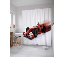 Штора (занавеска) для ванной JoyArty "Шлейф скорости" из сатена, 180х200 см с крючками, sc_18226