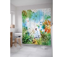 Штора (занавеска) для ванной JoyArty "Сквозь траву к небу" из сатена, 180х200 см с крючками, sc_18332