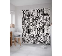 Штора (занавеска) для ванной JoyArty "Креативный алфавит" из сатена, 180х200 см с крючками, sc_17691