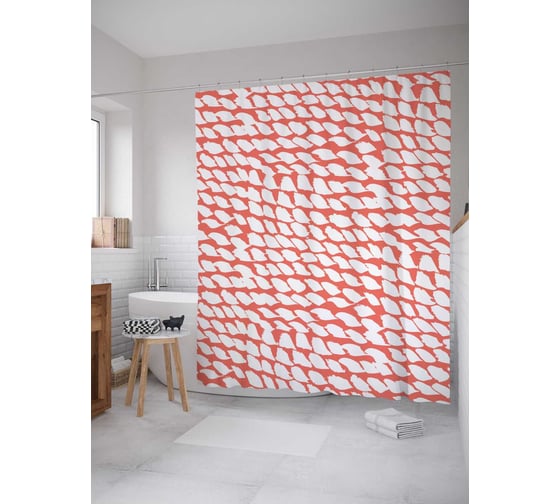 Штора (занавеска) для ванной JoyArty "Пятнистая поверхность" из сатена, 180х200 см с крючками, sc_20464 1